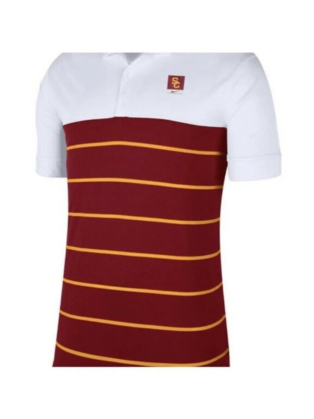 USC Trojans Striped Golf Polo Shirt, Size Medium